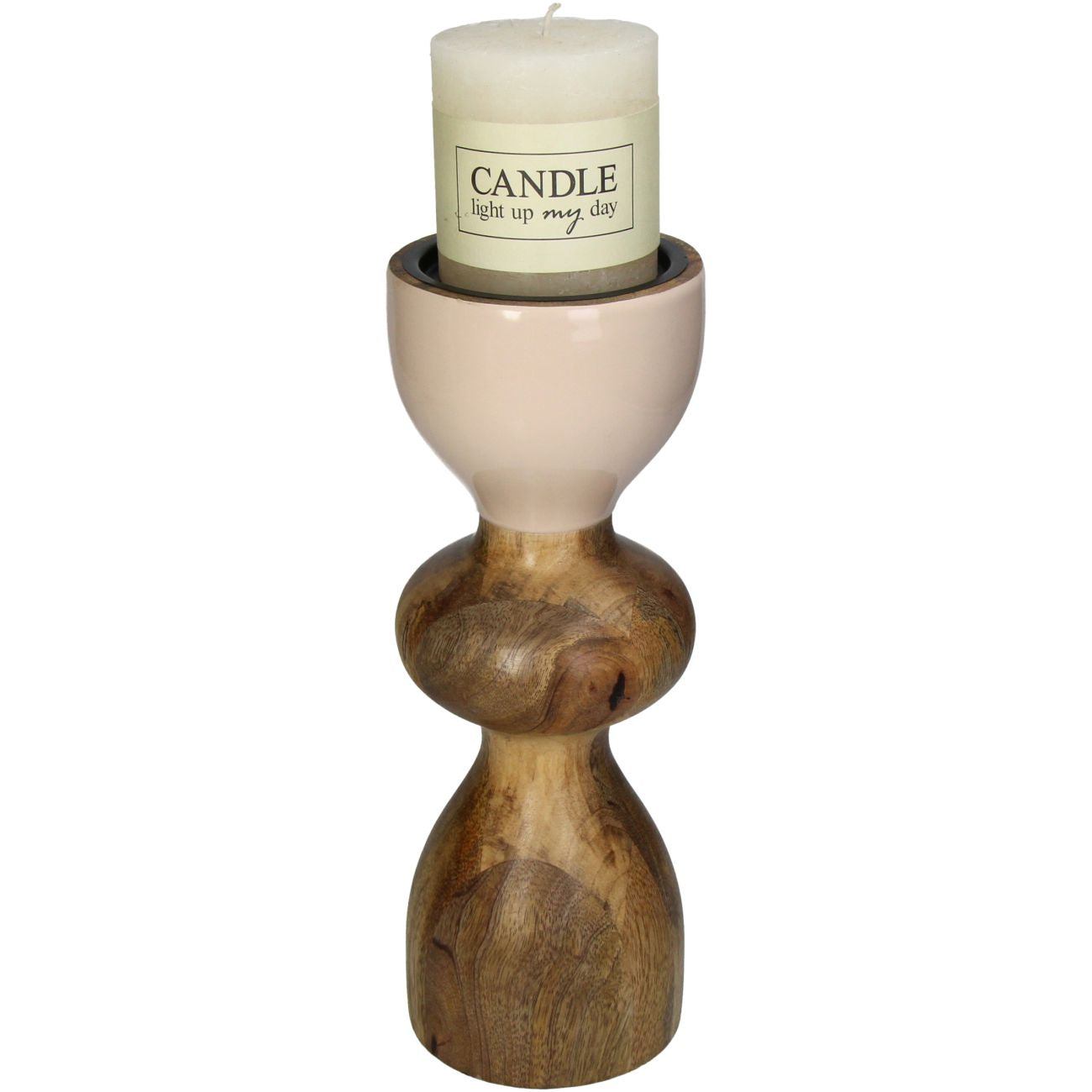 aRmanica Candle Holder Wood Beige 28cm