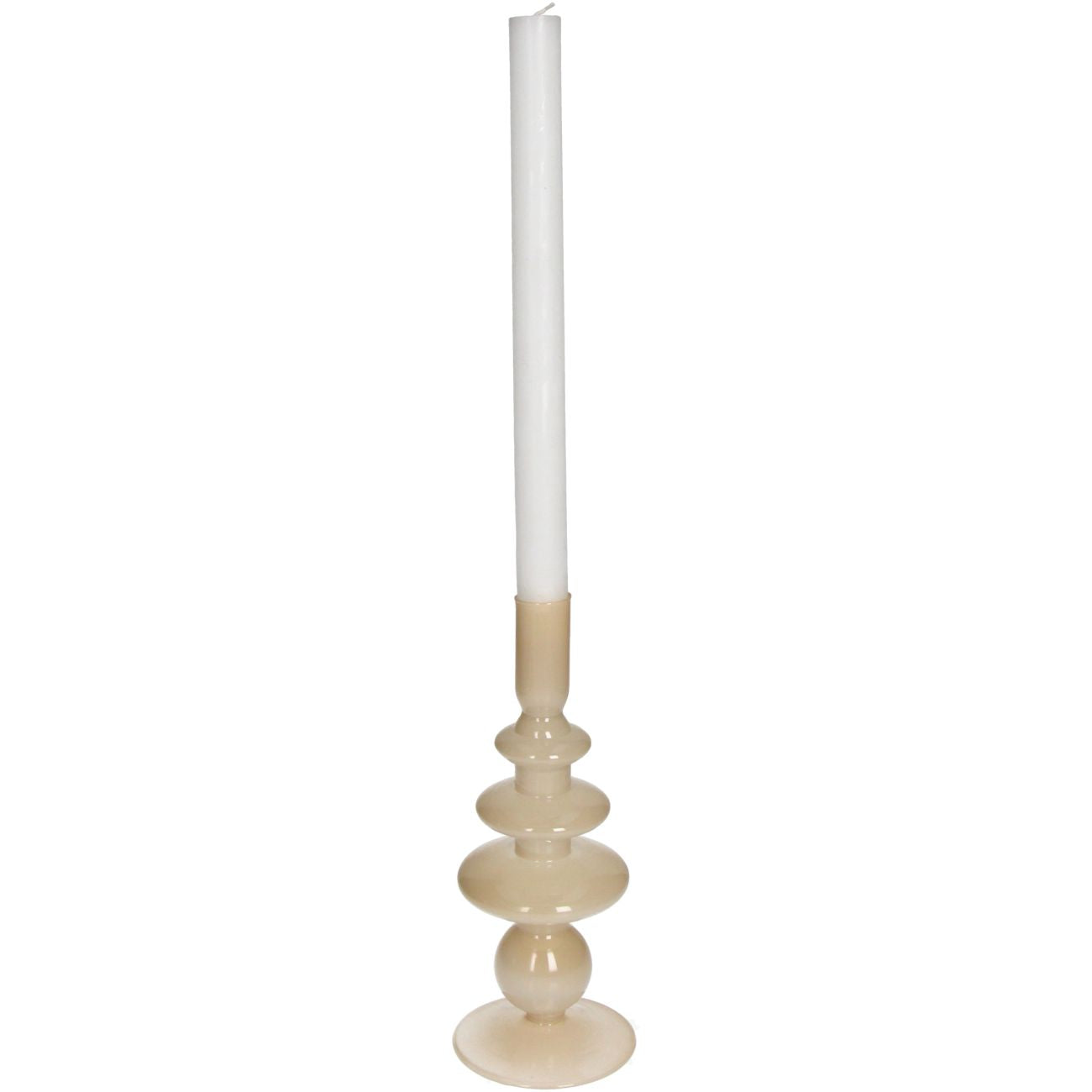 aRmanica Candle Stick Glass Beige 22.5cm