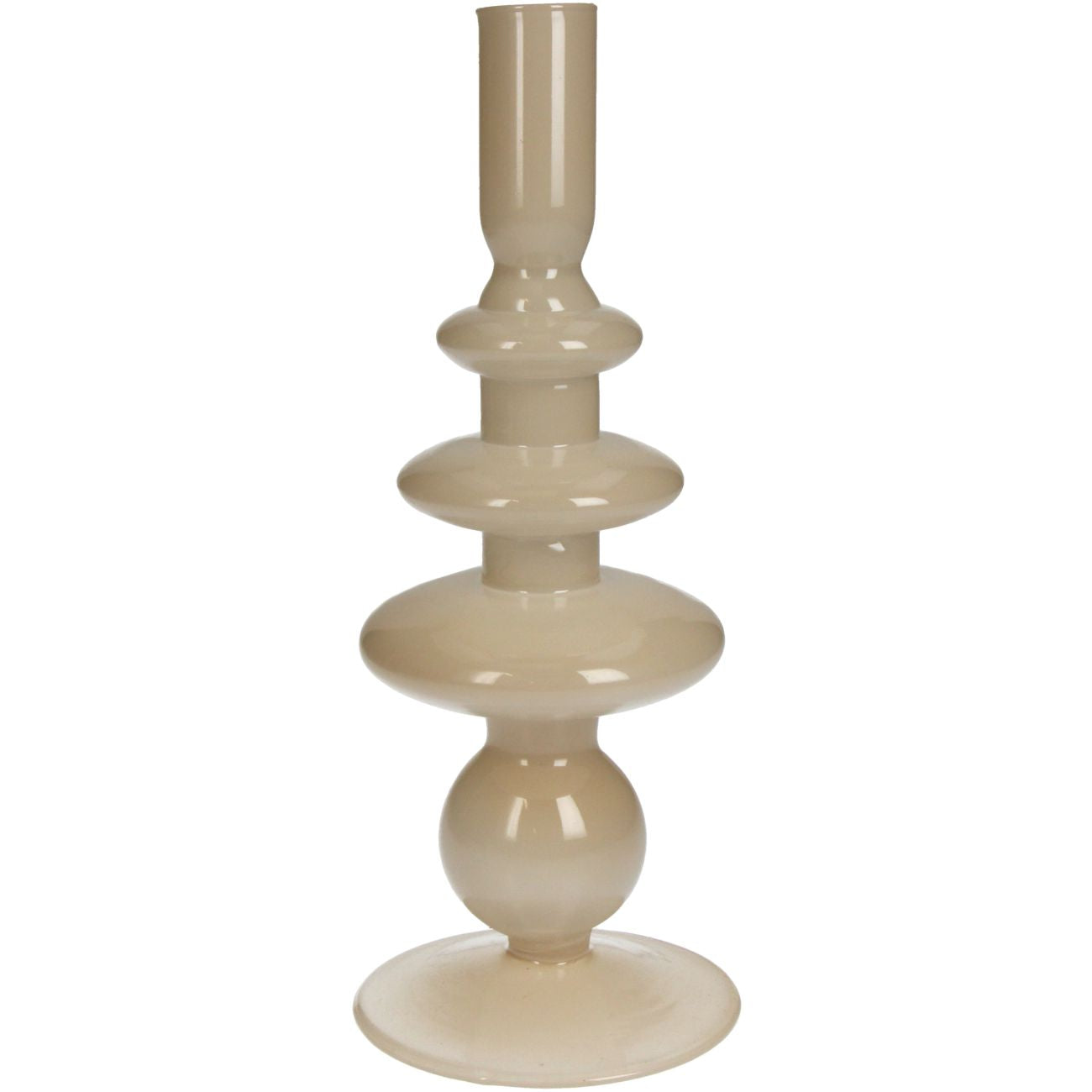 aRmanica Candle Stick Glass Beige 22.5cm