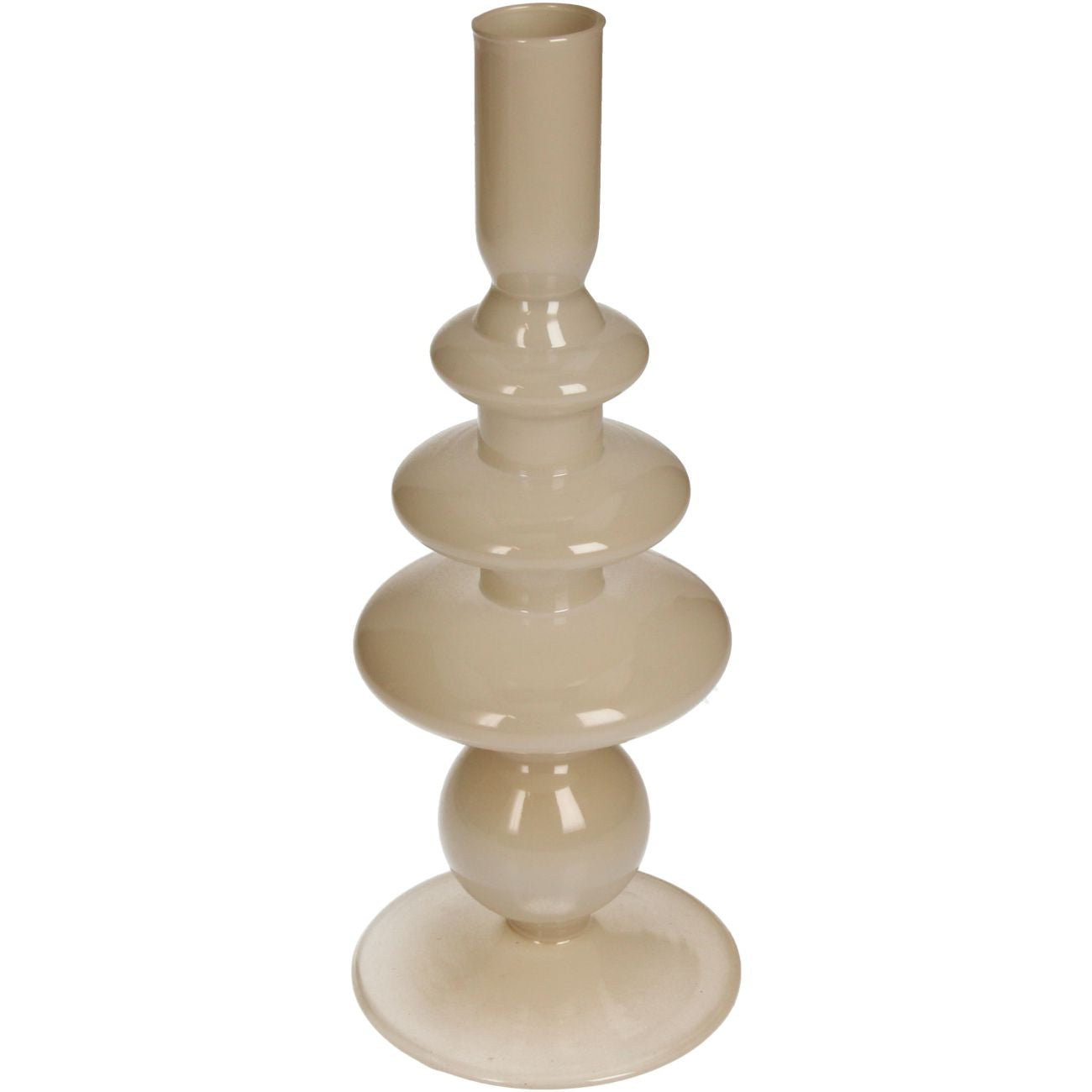 aRmanica Candle Stick Glass Beige 22.5cm