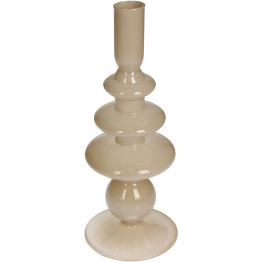 aRmanica Candle Stick Glass Beige 22.5cm