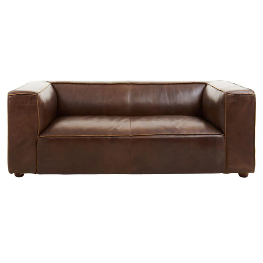 aRmanica LUKA TWO SEAT ANTIQUE BROWN LEATHER SOFA