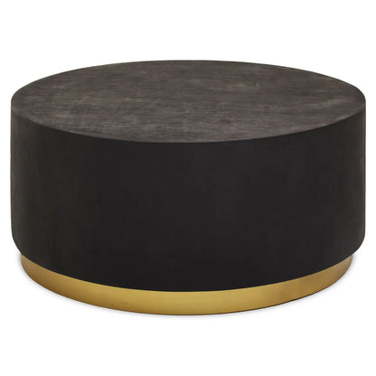 aRmanica NARBO BLACK AND GOLD CONCRETE LOOK ROUND COFFEE TABLE