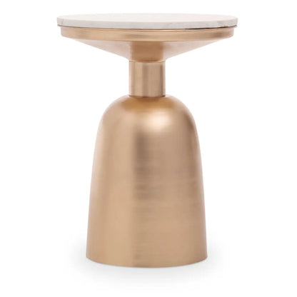 aRmanica AMIO WHITE MARBLE TOP GOLD BASE SIDE TABLE