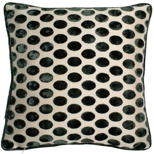 aRmanica Cut Velvet Polka Dot Green Cushion