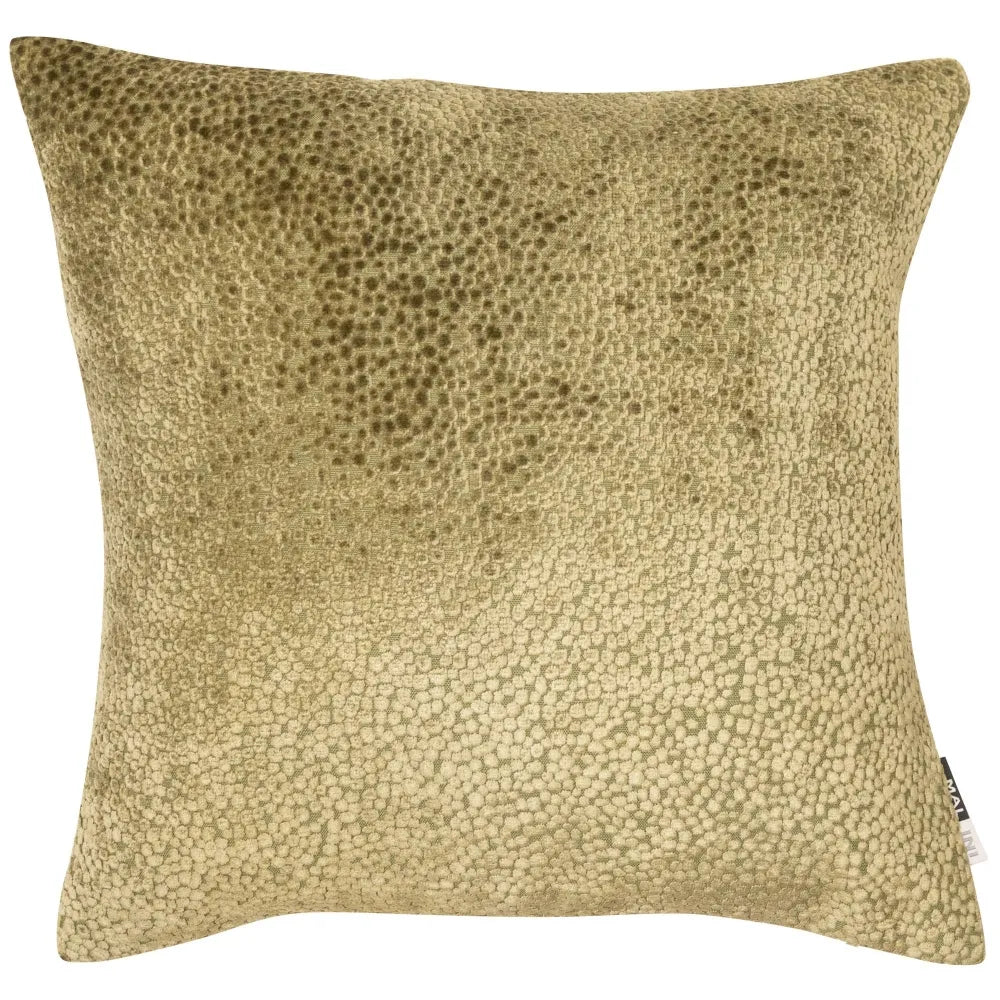 aRmanica Cut Velvet Dot Olive Cushion