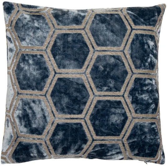 aRmanica Hexagon Cut Velvet Textured Navy