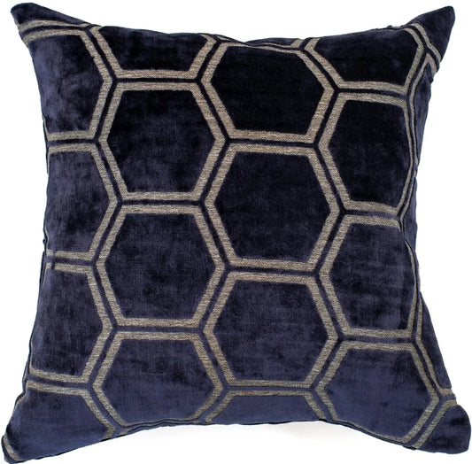 aRmanica Hexagon Cut Velvet Textured Navy