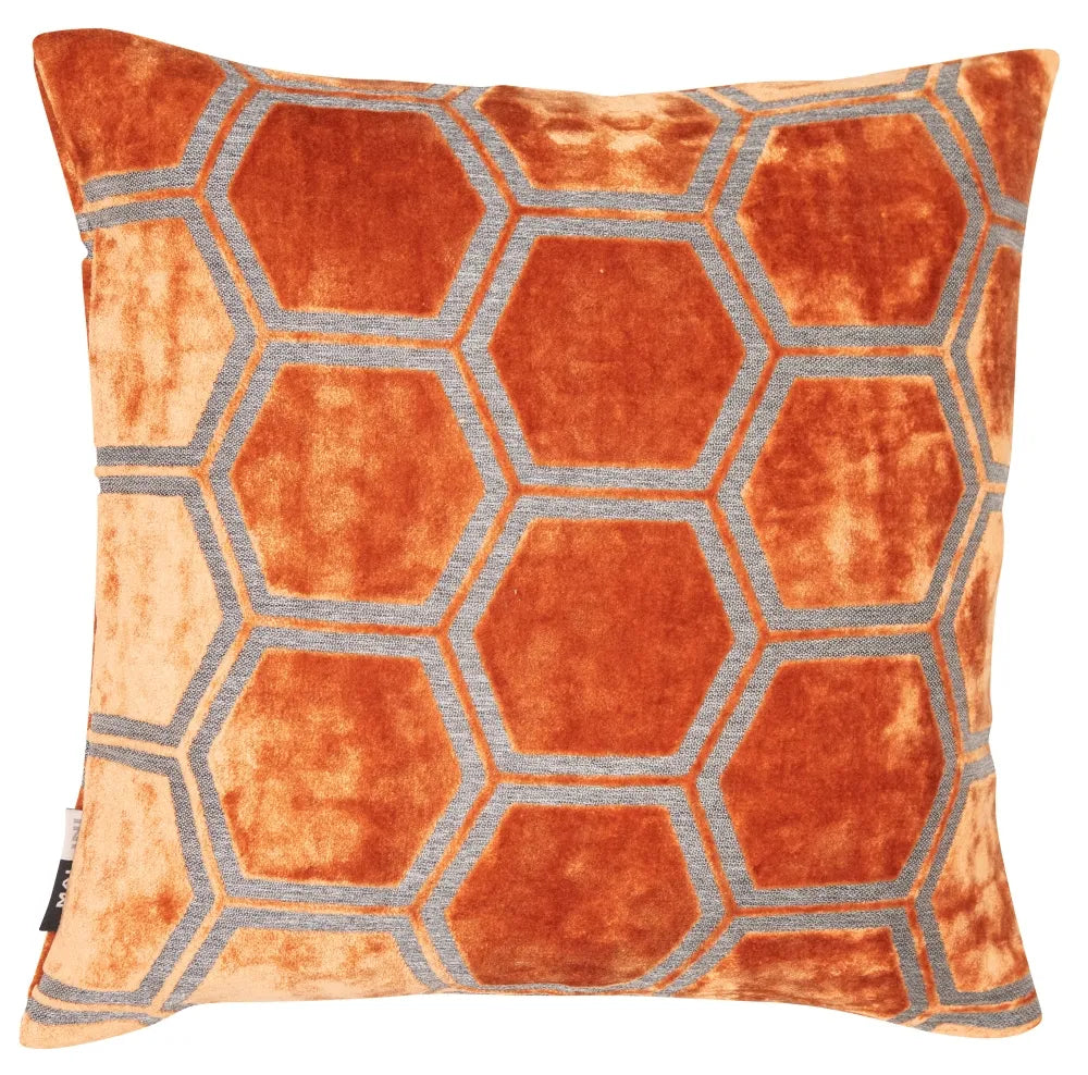 aRmanica Hexagon Cut Velvet Textured Cushion