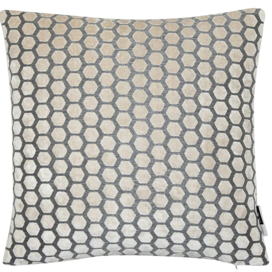 aRmanica Hexagon Cut Velvet Textured Cream Cushion