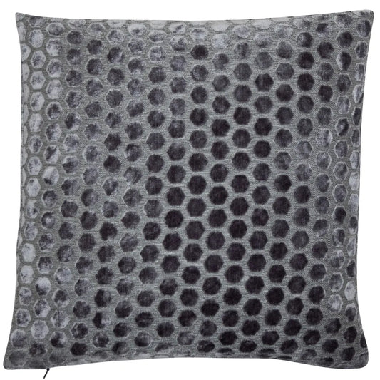 aRmanica Hex Cut Velvet Grey Cushion