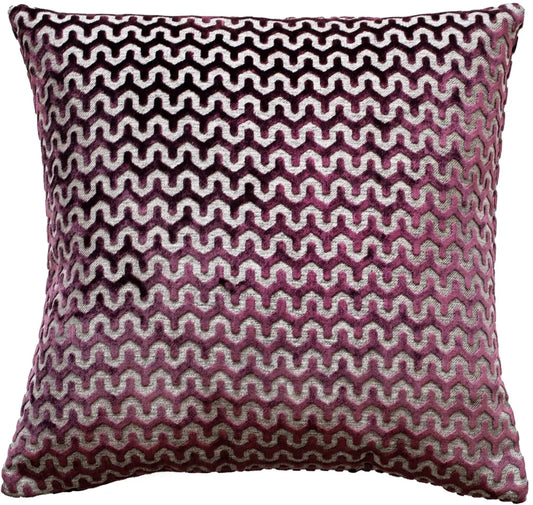 aRmanica Cut Velvet Wave Aubergine Cushion