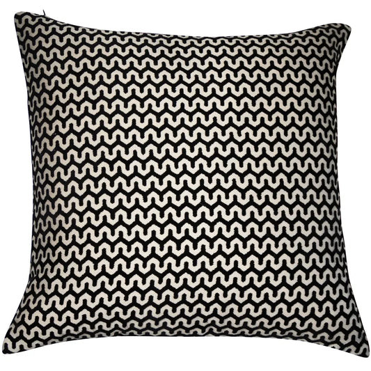 aRmanica Wave Cut Velvet Black Cushion