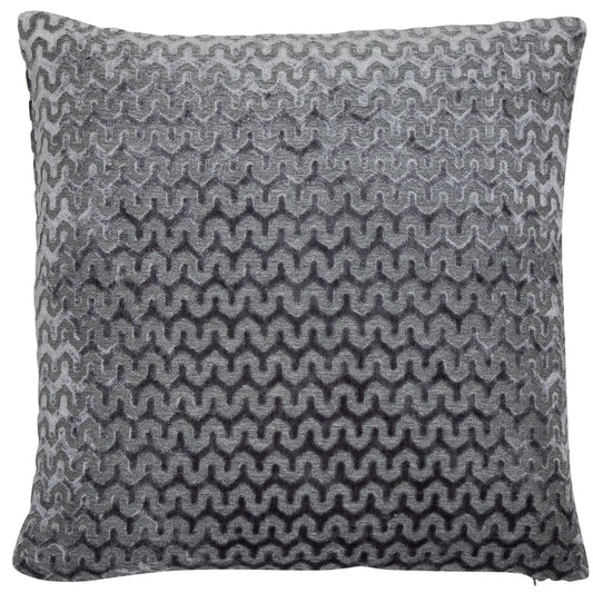 aRmanica Wave Cut Velvet Grey Cushion