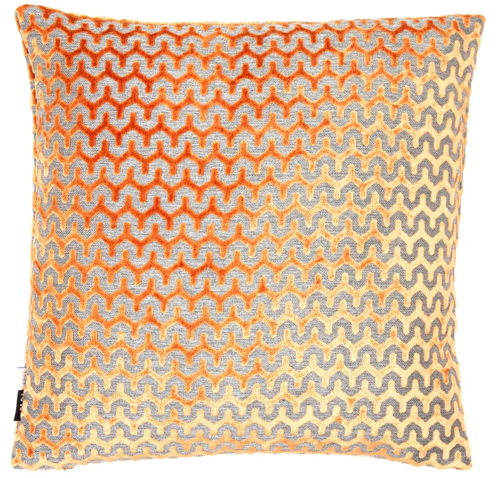 aRmanica Wave Cut Velvet Tan Cushion