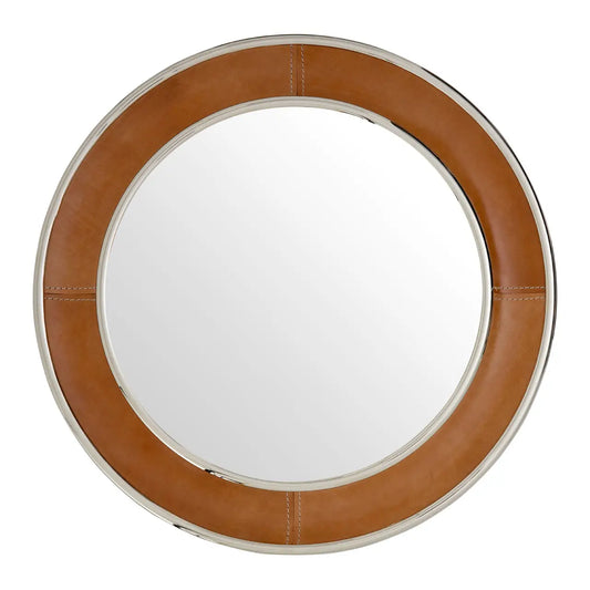 aRmanica WINSTON TAN GENUINE LEATHER SMALL WALL MIRROR