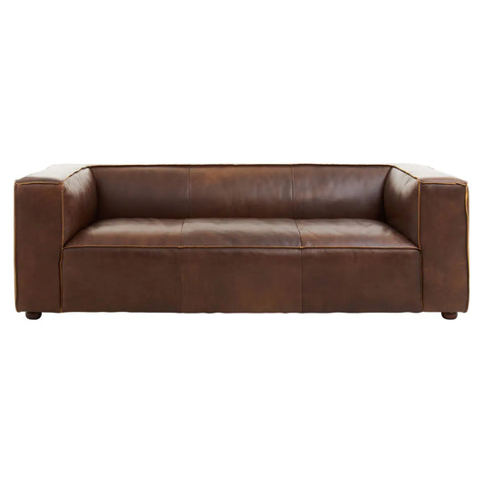 aRmanica LUKA THREE SEAT ANTIQUE BROWN LEATHER SOFA