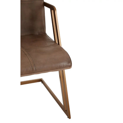 aRmanica BUFFALO BROWN LEATHER AND IRON ALVES CHAIR  X2