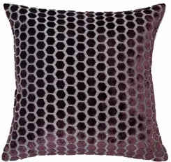 aRmanica Hex Cut Velvet Aubergine Cushion