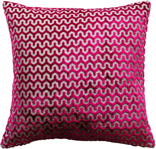 aRmanica Cut Velvet Wave Fuschia Cushion