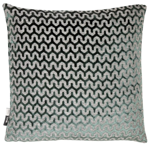 aRmanica Wave Cut Velvet Green Cushion