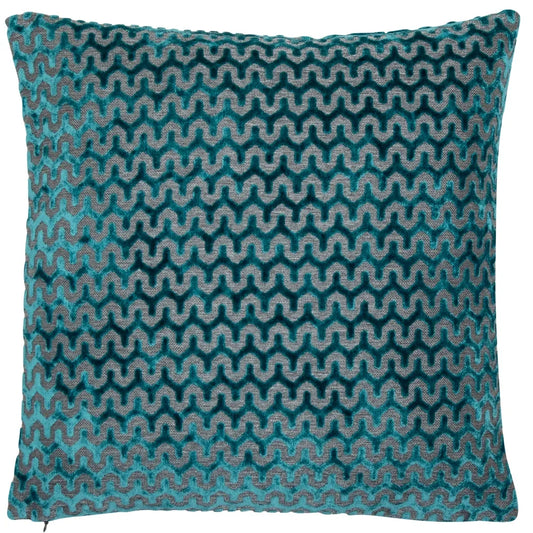 aRmanica Cut Velvet Wave Teal Cushion