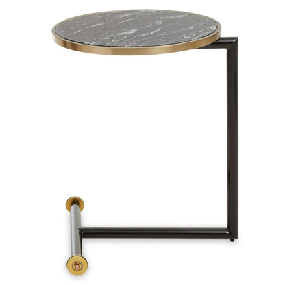 aRmanica ARIA BLACK GLASS BLACK MARBLE EFFECT SIDE TABLE