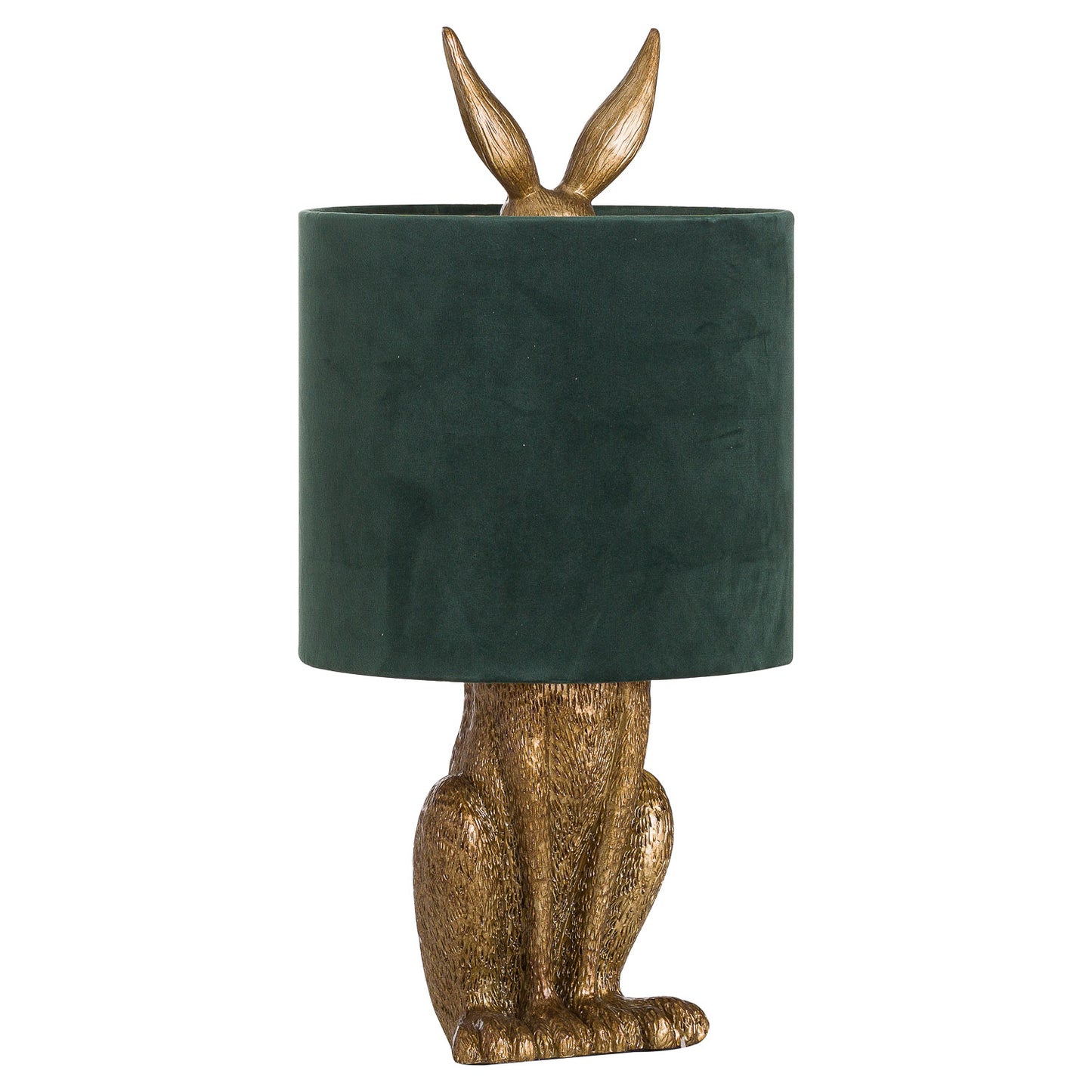 aRmanica Gold Hare Table Lamp With Green Velvet Shade